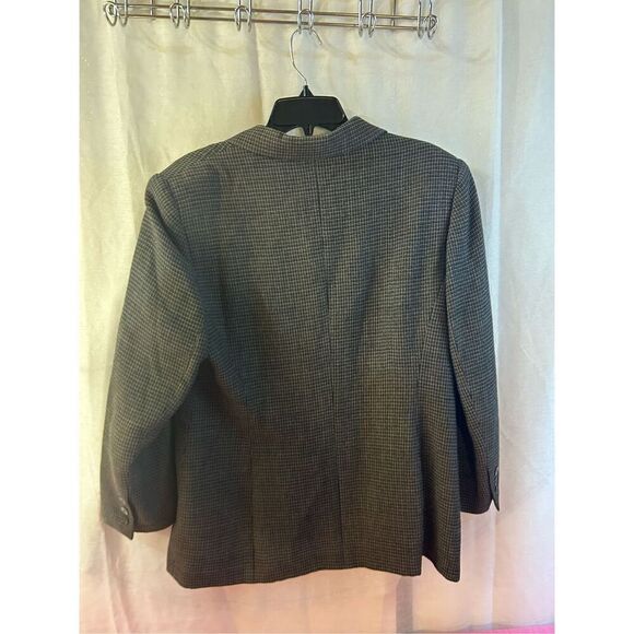Jacqueline Ferrar blazer gray checkered 14p Rayon/ Wool Blend tweed business - Picture 4 of 7
